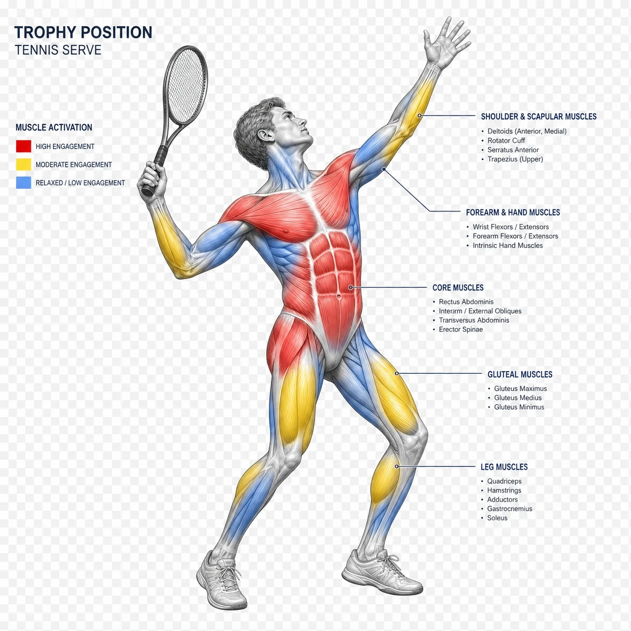 Muscle activation heatmap during trophy position