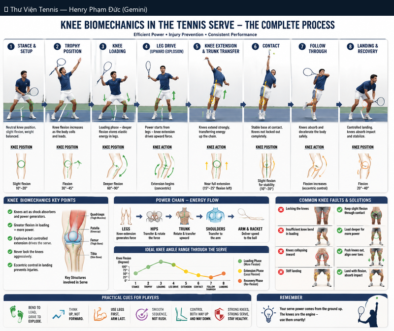 Cơ Sinh Học Đầu Gối Trong Tennis Serve – Quy Trình Hoàn Chỉnh