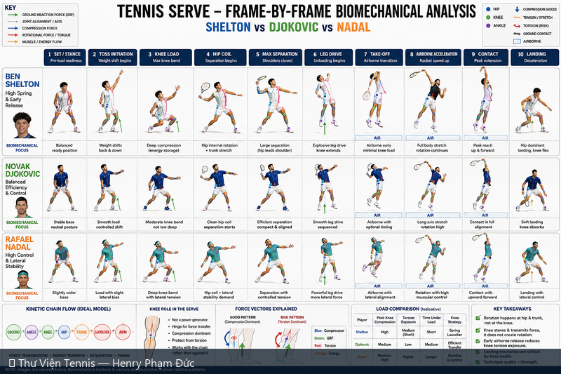 Phân Tích Cú Giao Bóng Từng Khung Hình — Shelton vs Djokovic vs Nadal